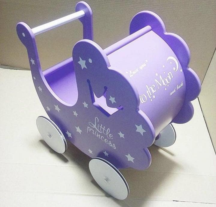 Laser Cut Wooden Toy Baby Doll Stroller Vector File (CDR)