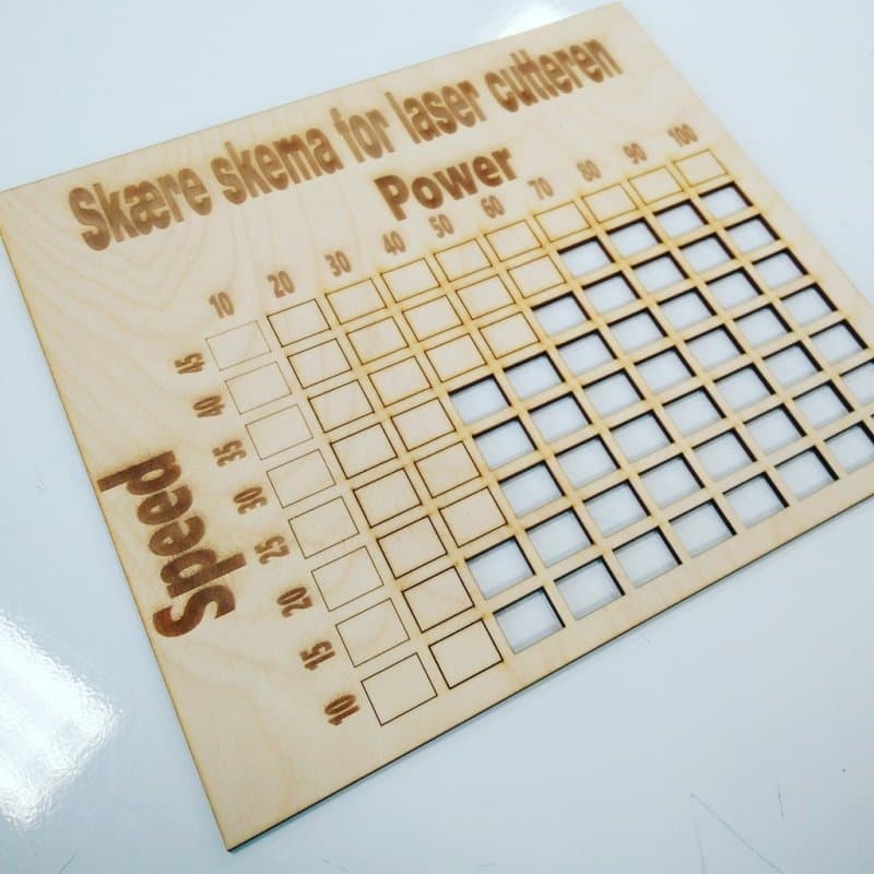 Laser Power and Speed Test Grid Template Vector File