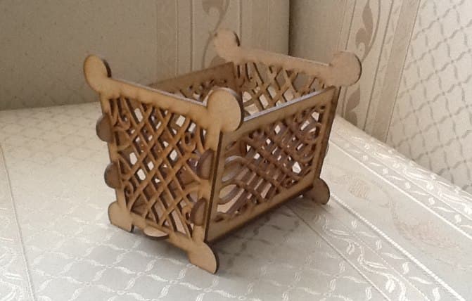 Lattice Decorative Basket Laser Cut Vector File