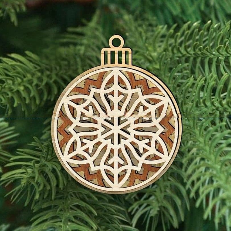 Layered Snowflake Christmas Ornament Laser Cut Vector File