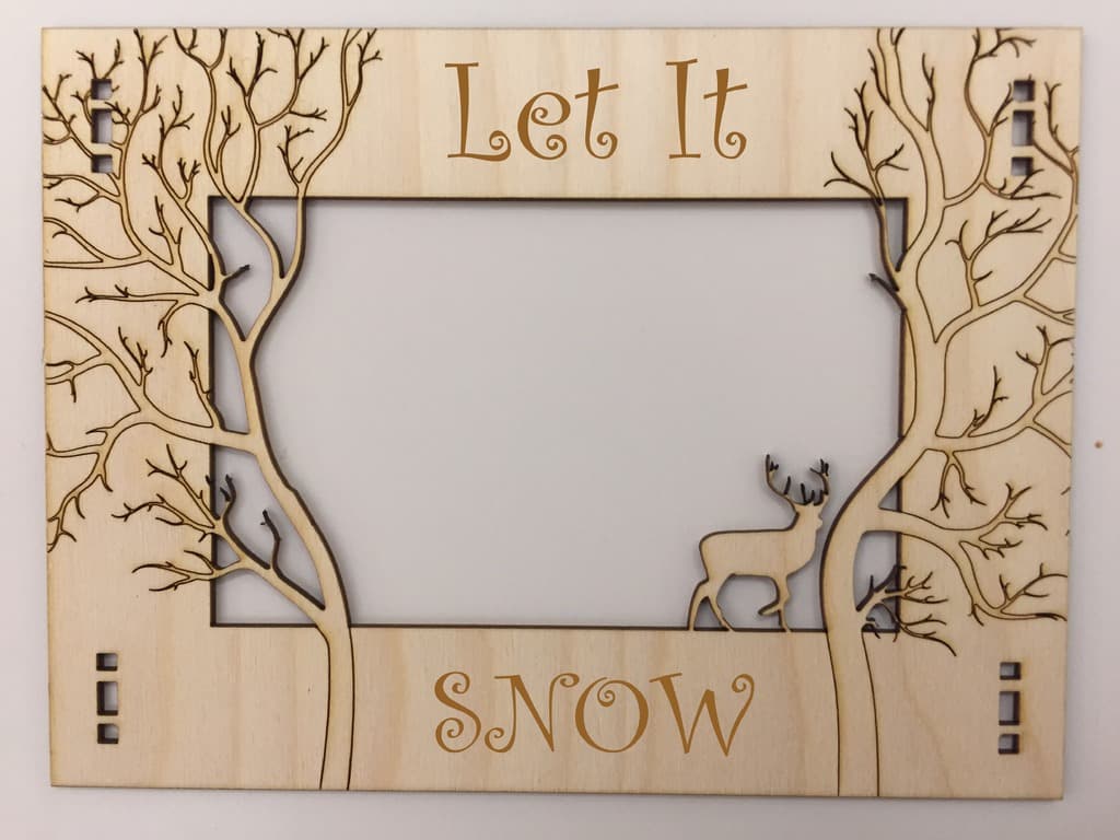 Let It Snow Deer Photo Frame Vector Laser Cut File