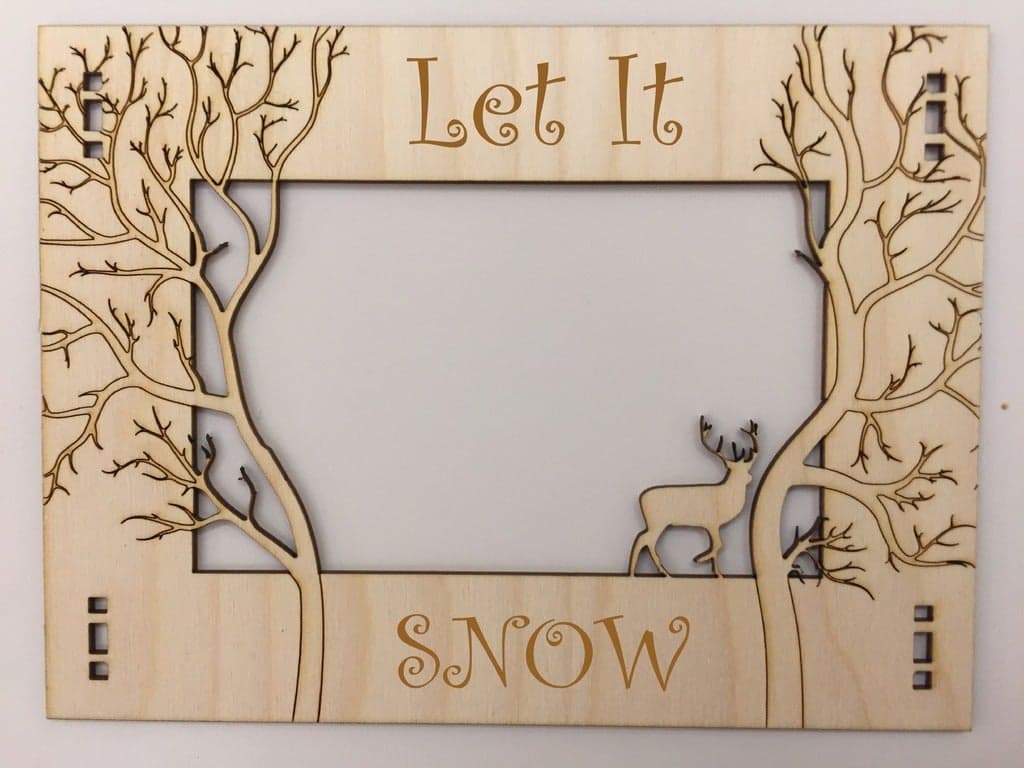 Let It Snow Winter Photo Frame Laser Cut Vector DXF File