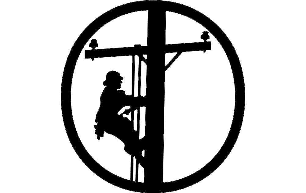 Lineman on Utility Pole Vector Design for Laser Cutting DXF