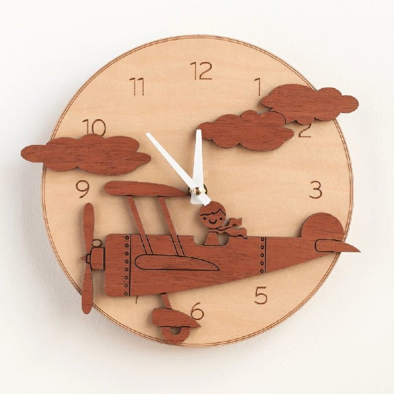 Little Pilot Airplane Wall Clock Laser Cut Vector File