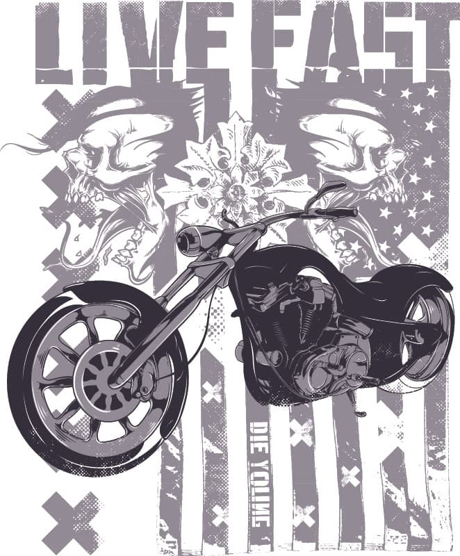 Live Fast Biker Chopper Vector Art for Laser Cutting (EPS)