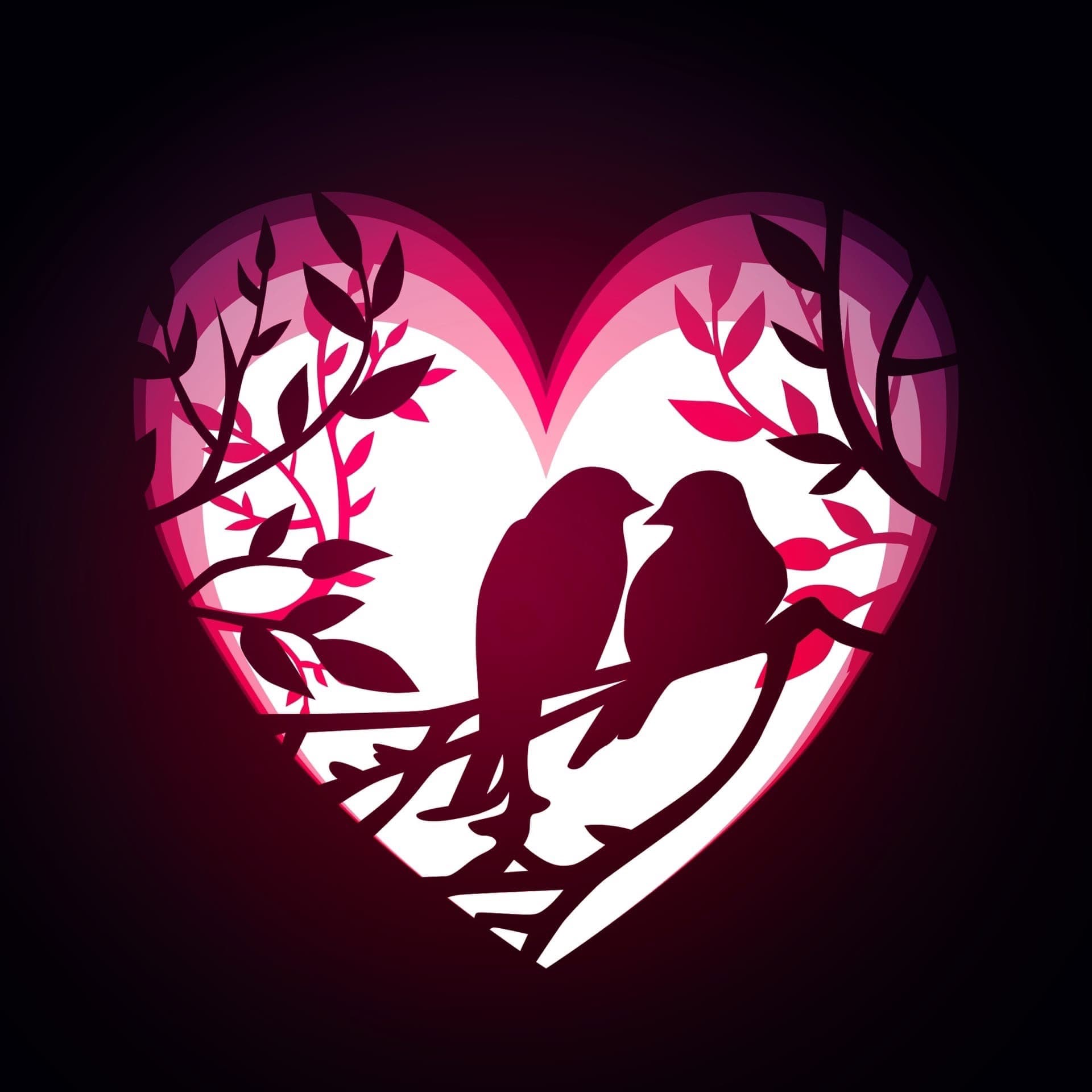 Love Birds in Heart Frame Layered Laser Cut Design DXF File