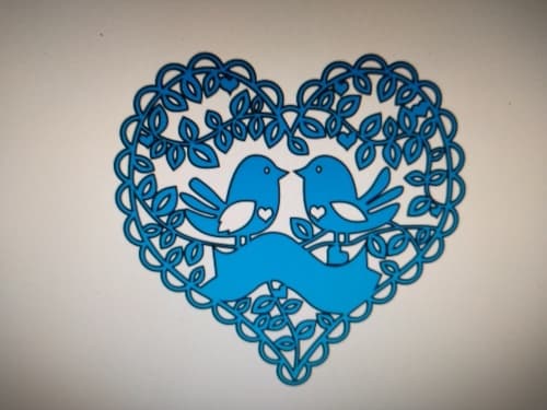 Love Birds in Heart Laser Cut Vector Design