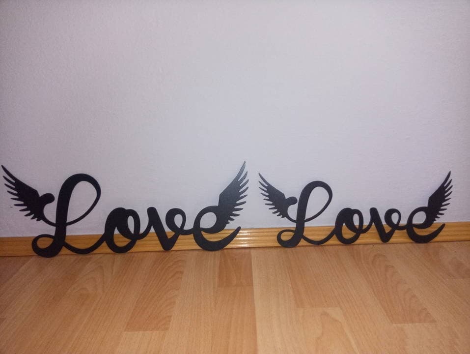 Love Wings Script Wall Art Vector DXF File