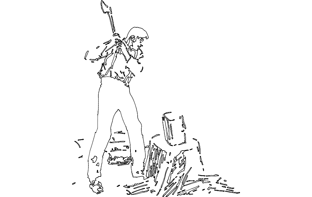 Lumberjack Chopping Wood Vector Design DXF File