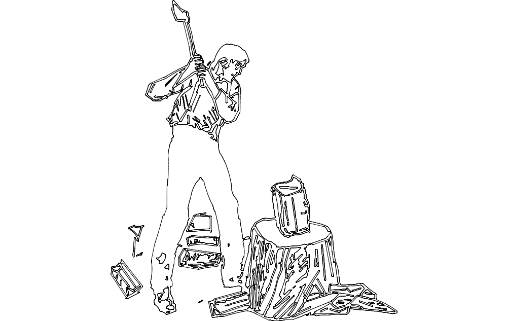 Lumberjack Chopping Wood Vector Design DXF File