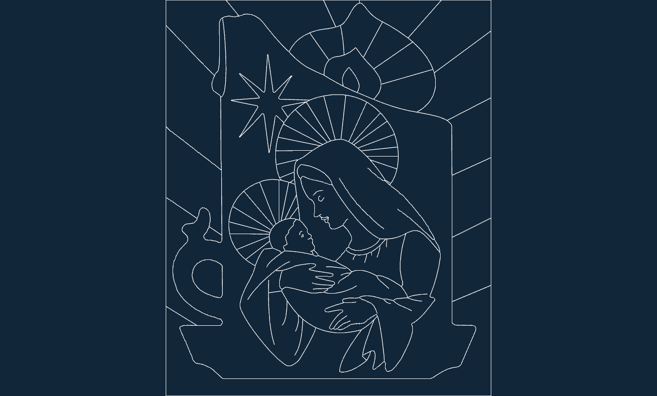Madonna and Child Silhouette Vector File for Laser Cutting