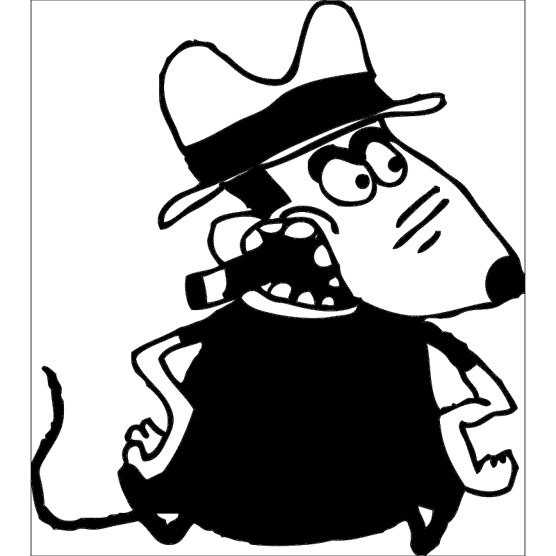Mafia Rat Cartoon Character Vector DXF File