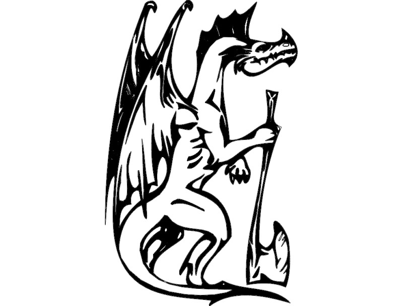 Majestic Dragon with Battle Axe Vector File for CNC DXF