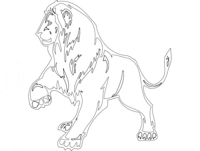 Majestic Standing Lion Vector Design for Laser Cutting DXF