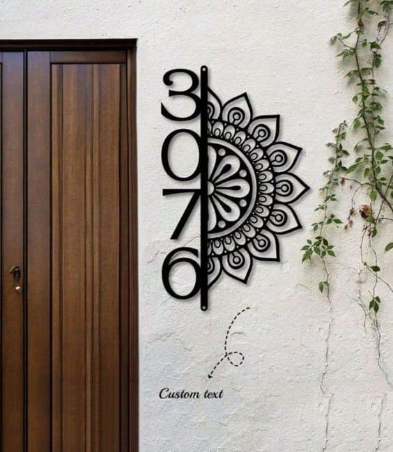 Mandala House Number Sign Vector File for Laser Cutting