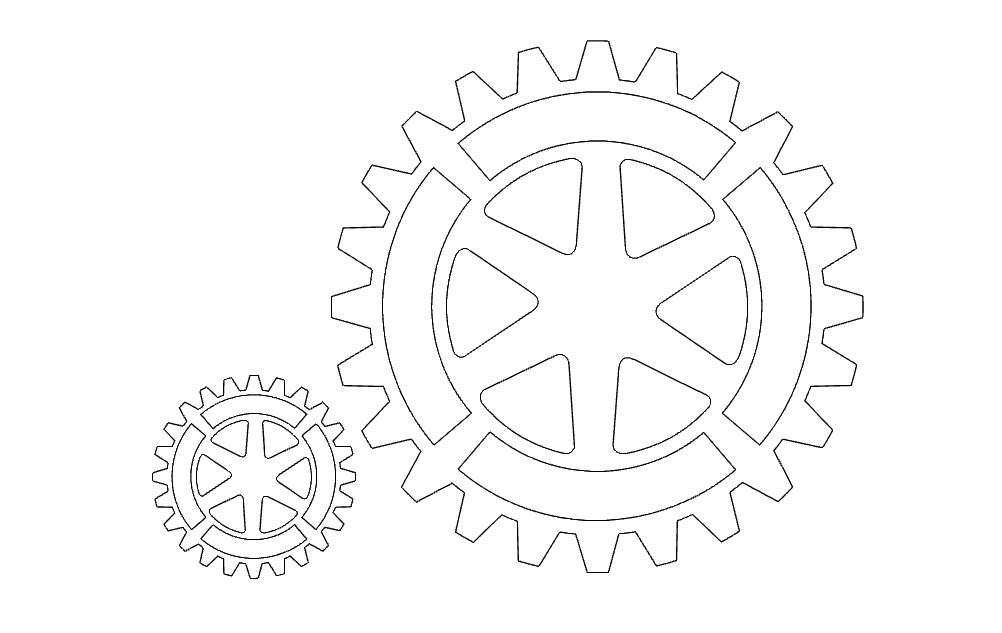 Mechanical Gear Pair Vector Design for Laser Cutting DXF