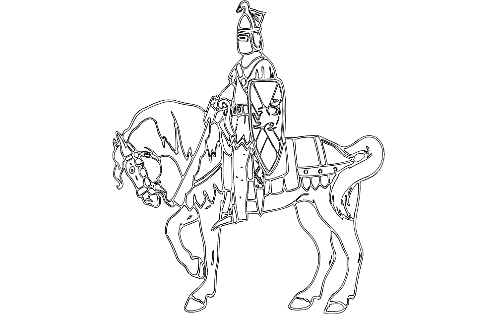 Medieval Knight on Horseback Vector Design for Laser Cutting DXF
