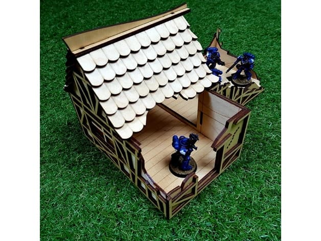 Medieval Ruined House Laser Cut Model Vector File (DXF)
