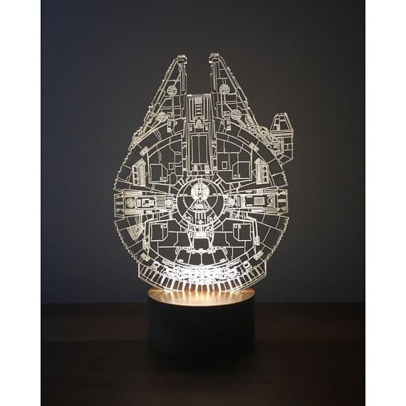 Millennium Falcon 3D Illusion Lamp Vector File for Laser Cutting