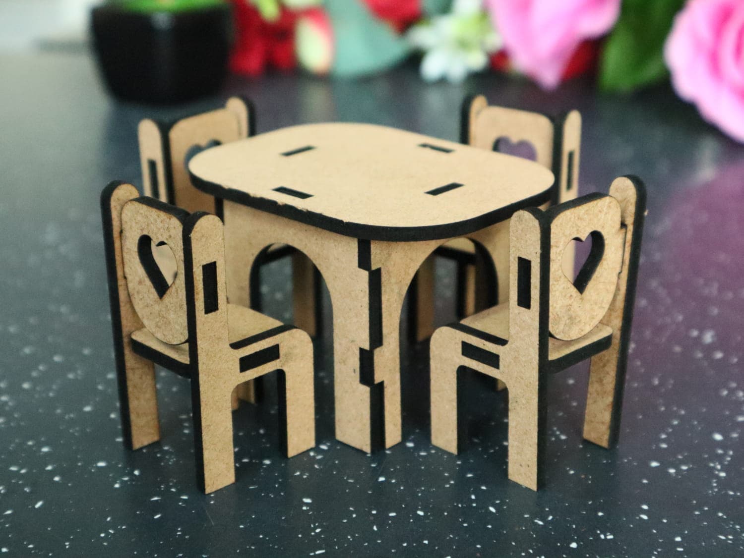 Miniature Dollhouse Dining Set Laser Cut Vector File