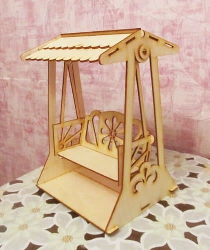 Miniature Garden Swing 3D Puzzle Laser Cut Vector File
