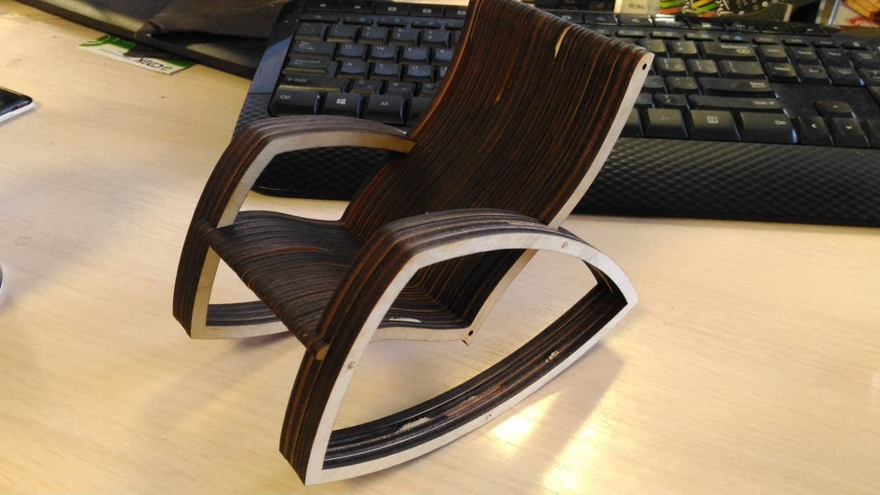 Miniature Laser Cut Wooden Rocking Chair Vector File (CDR)