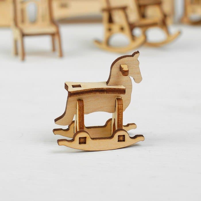 Miniature Rocking Horse 3D Puzzle Laser Cut Vector File