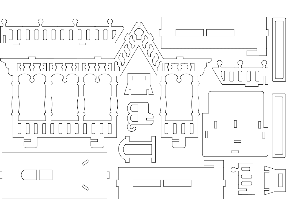Miniature Villa 3D Puzzle Laser Cut Vector Plan