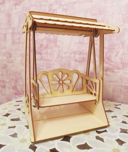 Miniature Wooden Garden Swing 3D Puzzle Laser Cut Vector File