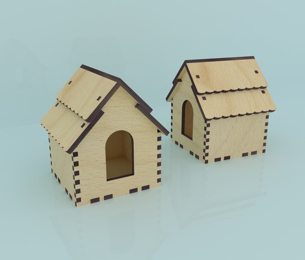 Miniature Wooden House 3D Laser Cut Vector File