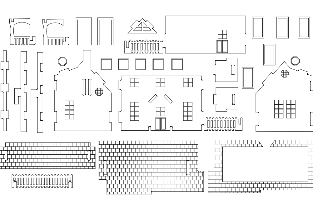Miniature Wooden House 3D Puzzle Laser Cut Vector File