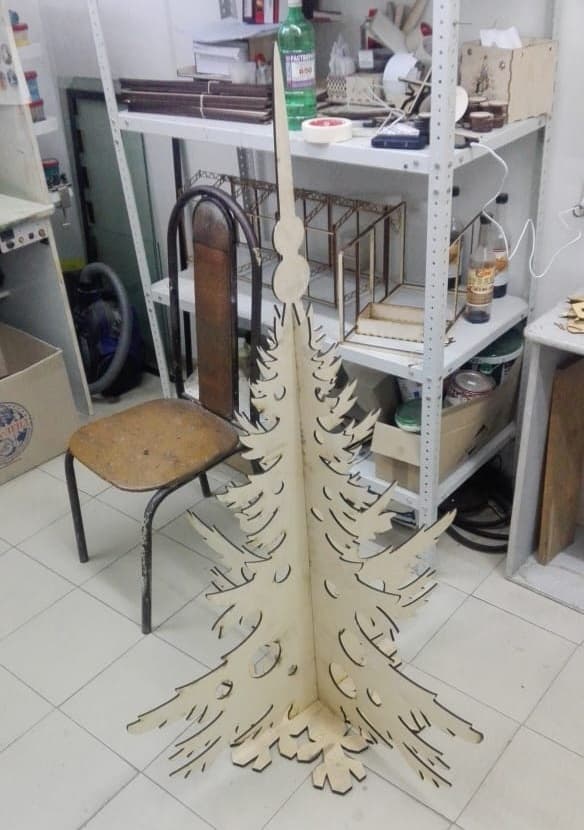 Minimalist 3D Christmas Tree Laser Cut Vector File