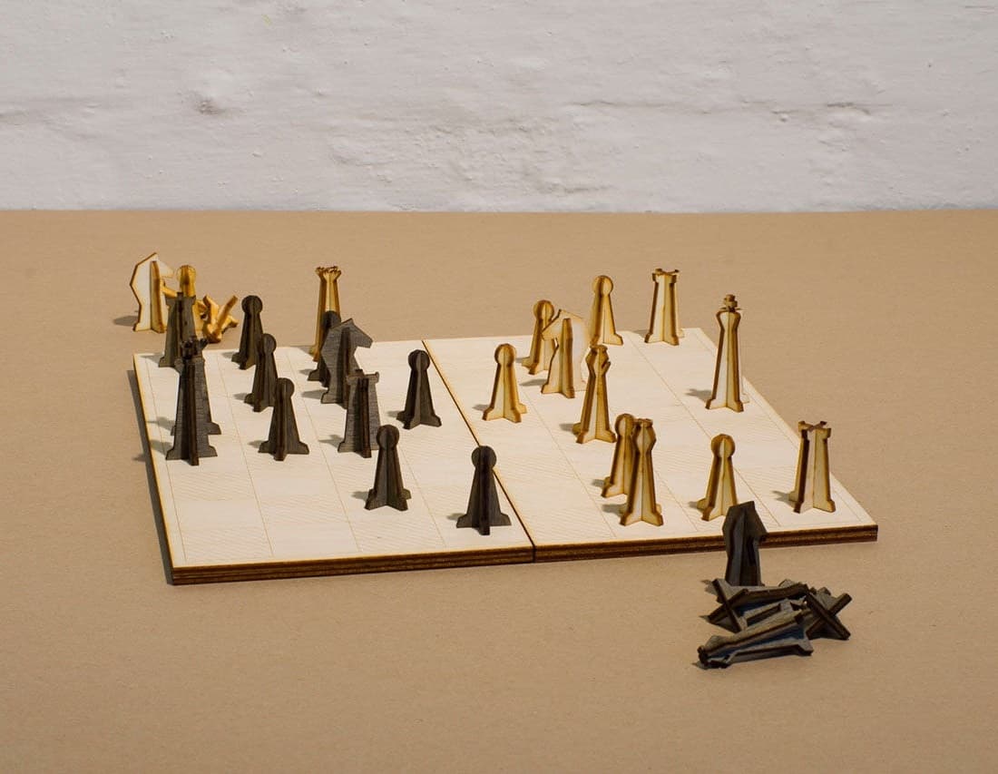 Minimalist 3D Wooden Chess Set Vector File for Laser Cutting