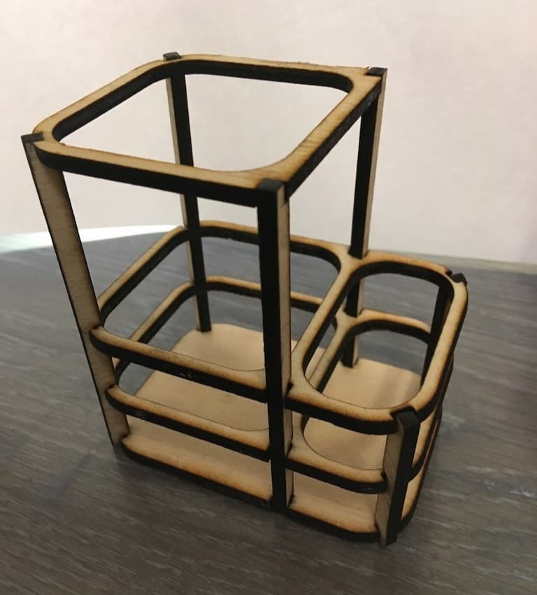 Minimalist Desktop Stationery Holder Laser Cut DXF File