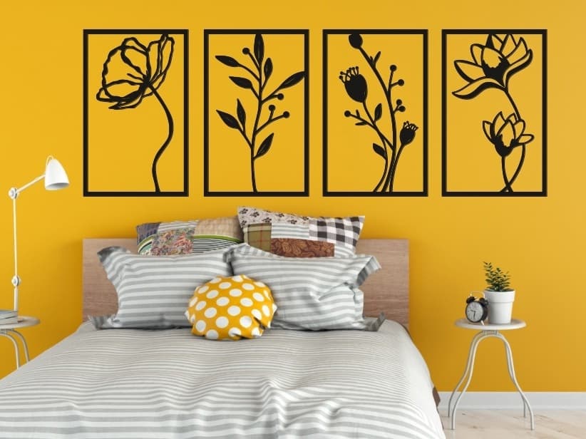 Minimalist Floral Wall Art Set Laser Cut Vector Files