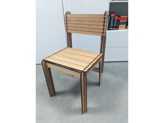 Minimalist Slat Chair Laser Cut Vector Plan DXF