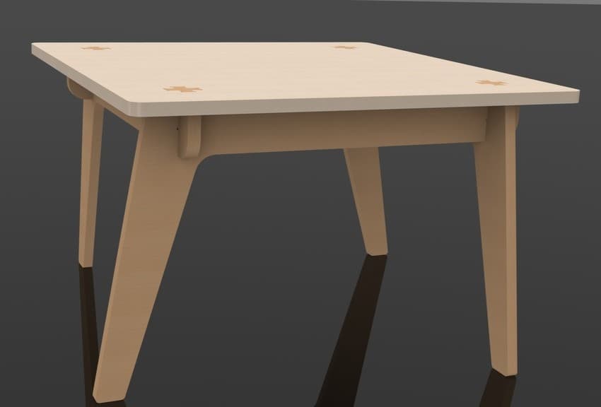 Minimalist Square Coffee Table Vector Plan for CNC - DXF Format