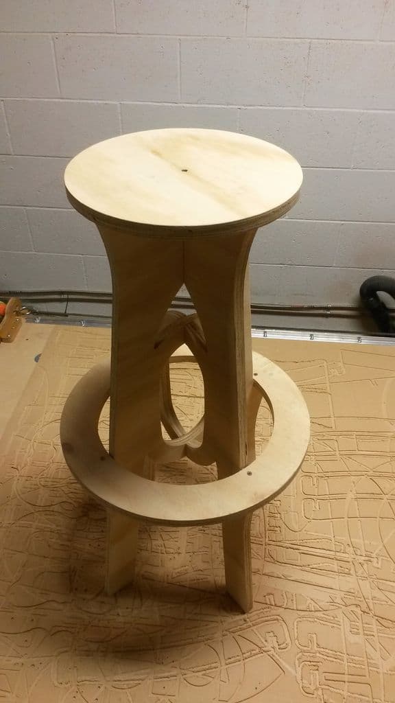 Modern Backless Plywood Bar Stool DXF Vector File for CNC