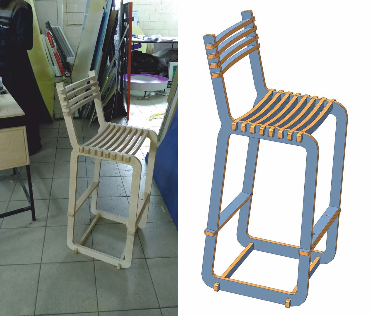 Modern Bar Stool Laser Cut Vector Plan (CDR/DXF)