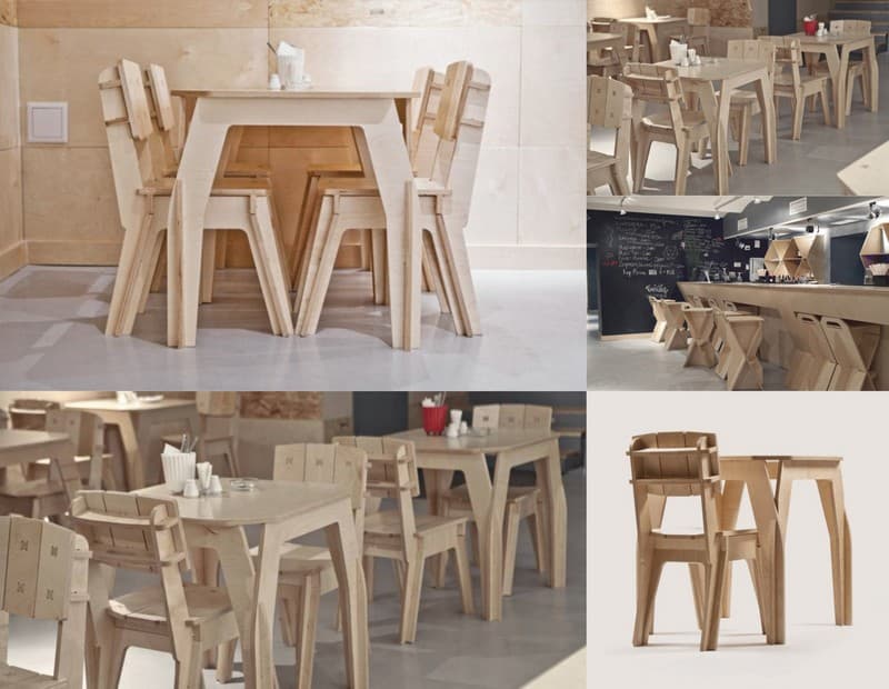 Modern Cafe Table and Chair Set Laser Cut Vector Files