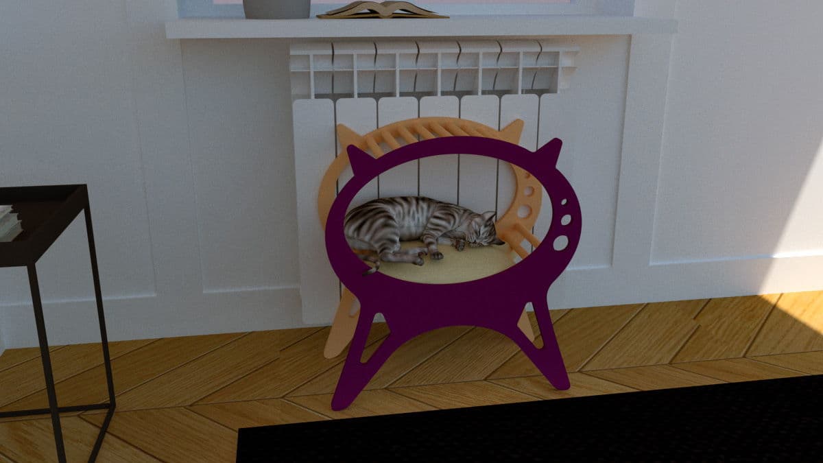 Modern Cat Bed 3D Puzzle Laser Cut Vector File