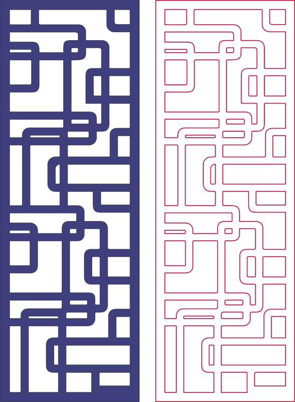 Modern Geometric Room Divider Vector Design DXF File
