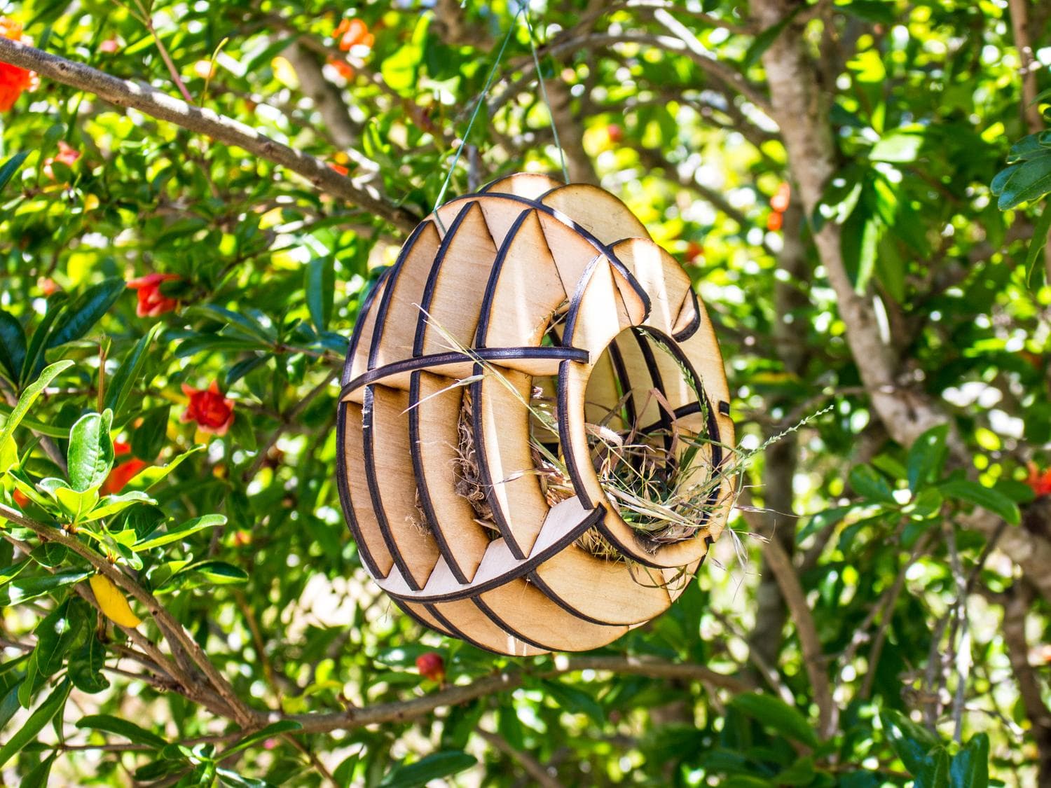Modern Hanging Bird Nest 3D Puzzle Laser Cut Vector File