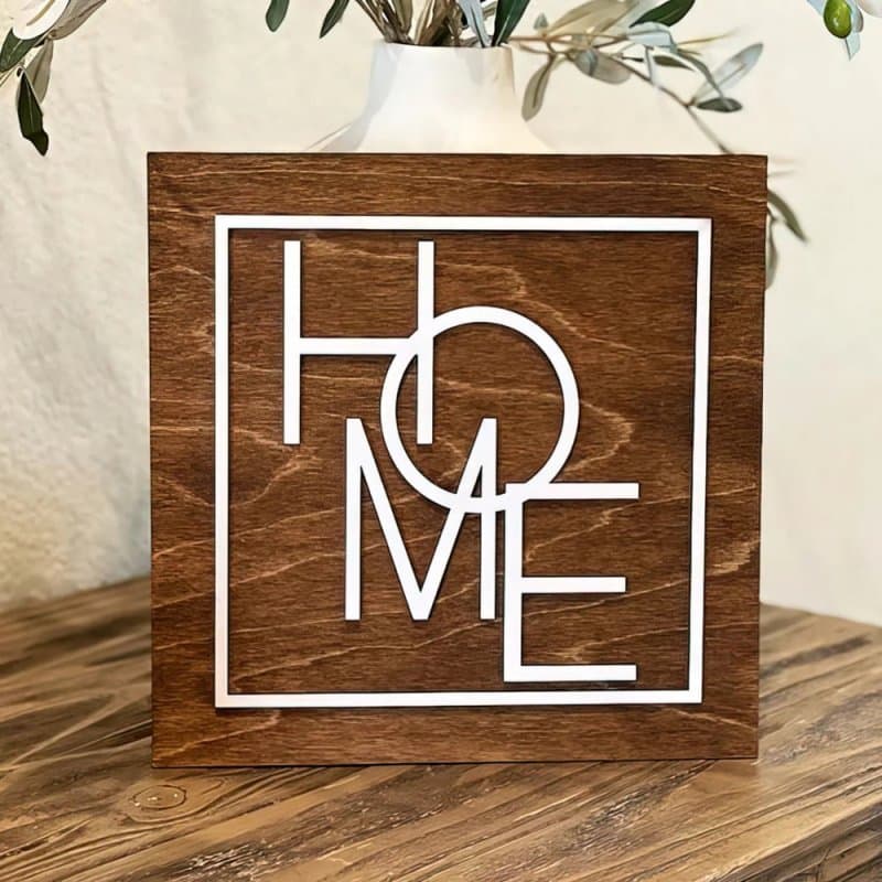 Modern HOME Square Sign Vector File for Laser Cutting