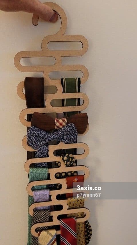 Modern Laser Cut Tie and Belt Hanger SVG Vector Design