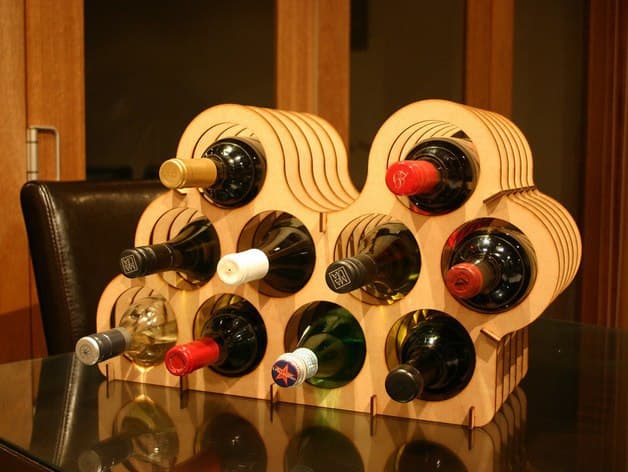 Modern Laser Cut Wine Rack DXF Plan for Home Bar