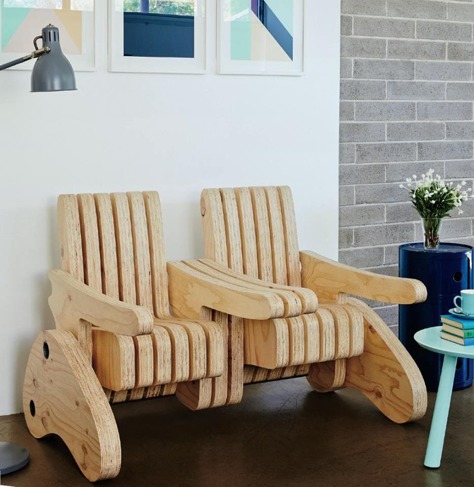 Modern Plywood Slat Loveseat CNC Laser Cut Files