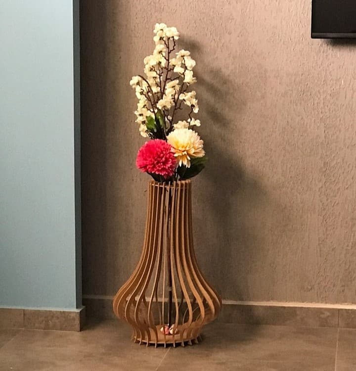 Modern Slat Floor Vase Laser Cut Vector Plan DXF File