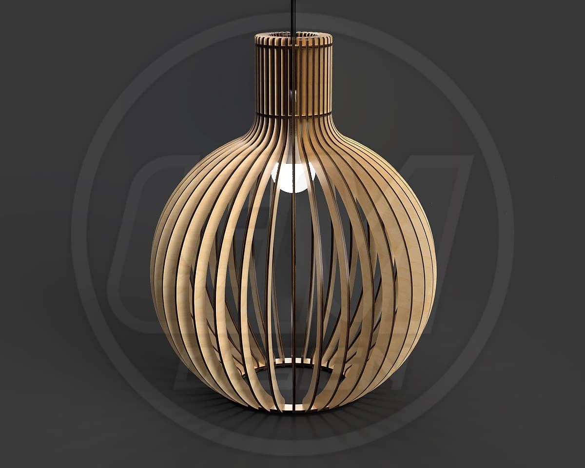 Modern Slat Pendant Light - Laser Cut Wood Lamp Vector Plan