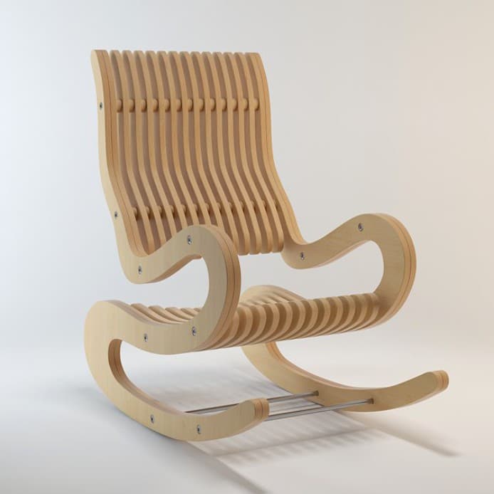 Modern Slat Rocking Chair CNC Vector Plan DXF